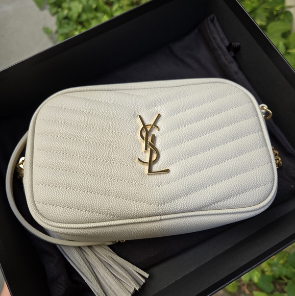 SAINT LAURENT YSL Mini Lou Matelassé Camera Bag Crema Soft, Grainy Leather - Picture 5 of 16